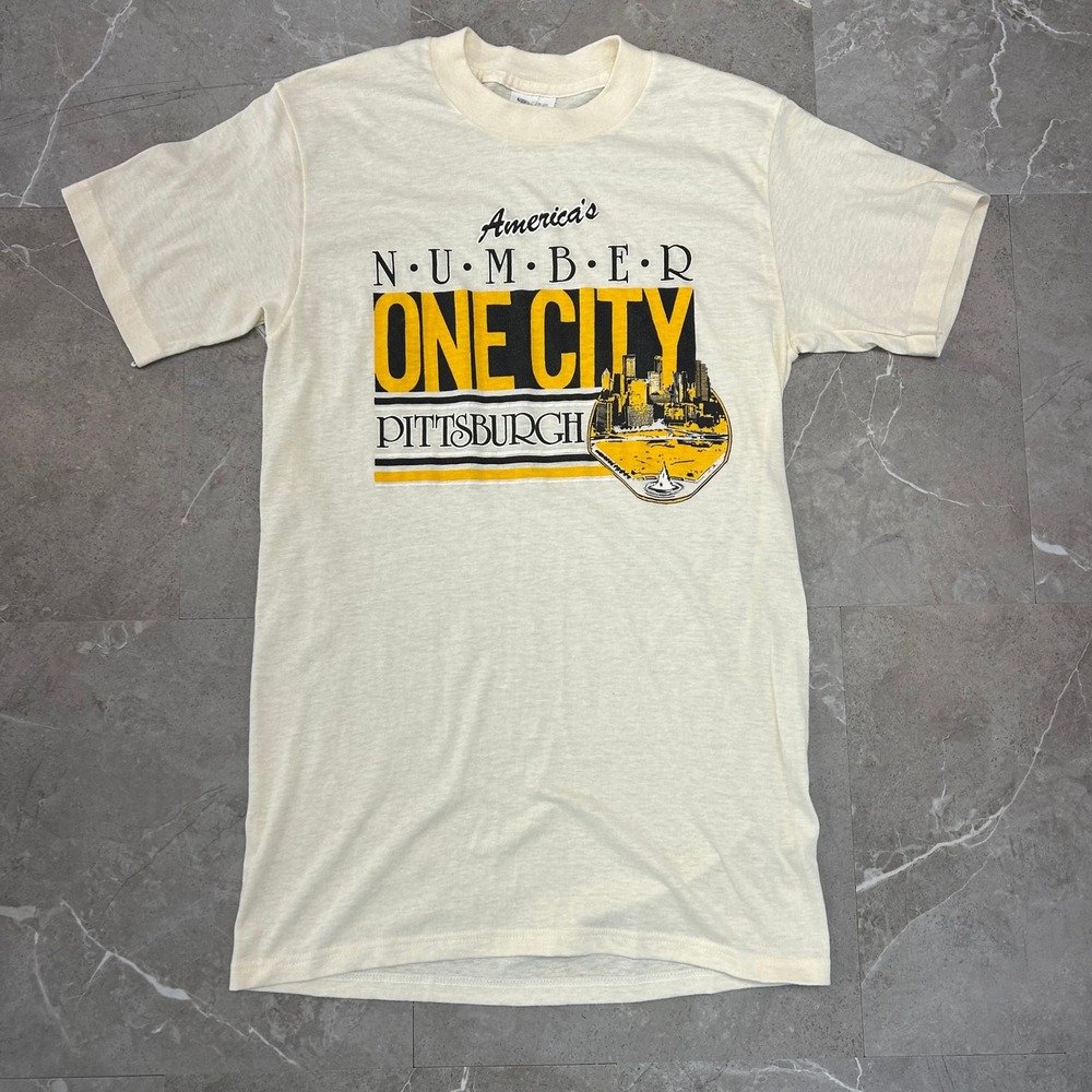 80s Vintage Pittsburgh Graphic Tee Mens Medium Americas Number One City Yinzer